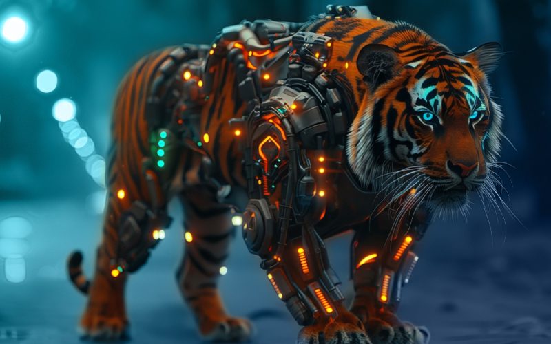 ai image (a tiger with technology)